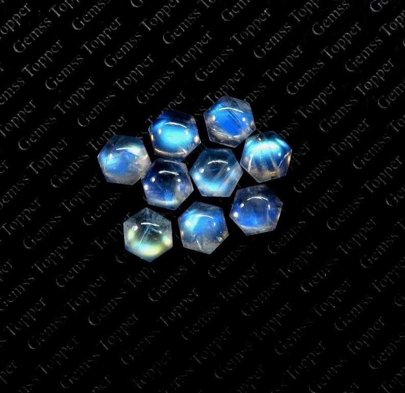 Rainbow Moonstone 10x10 mm Hexagon Cabochon